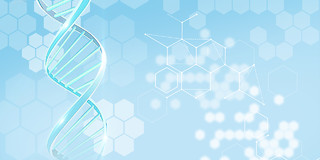 蓝色科技DNA螺旋六边形线条医疗科技背景分子技术dna